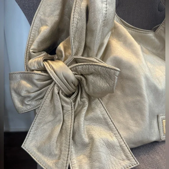 Valentino Garavani Gold Metallic Leather Hobo Bag Y2K Vintage - Picture 3 of 16